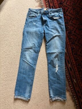 DRIFTWOOD Straight Leg Light Blue Distressed Jeans